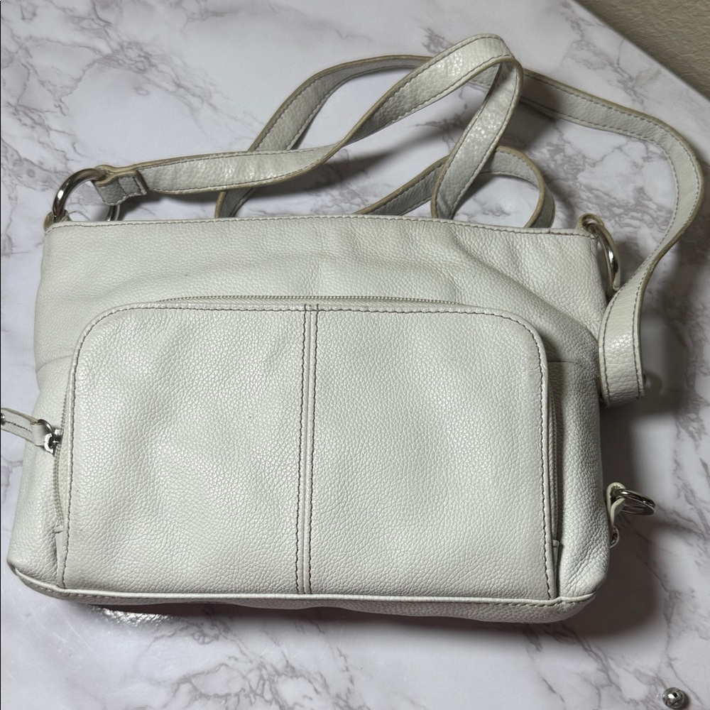 Tignanello Cream Leather Crossbody Bag
